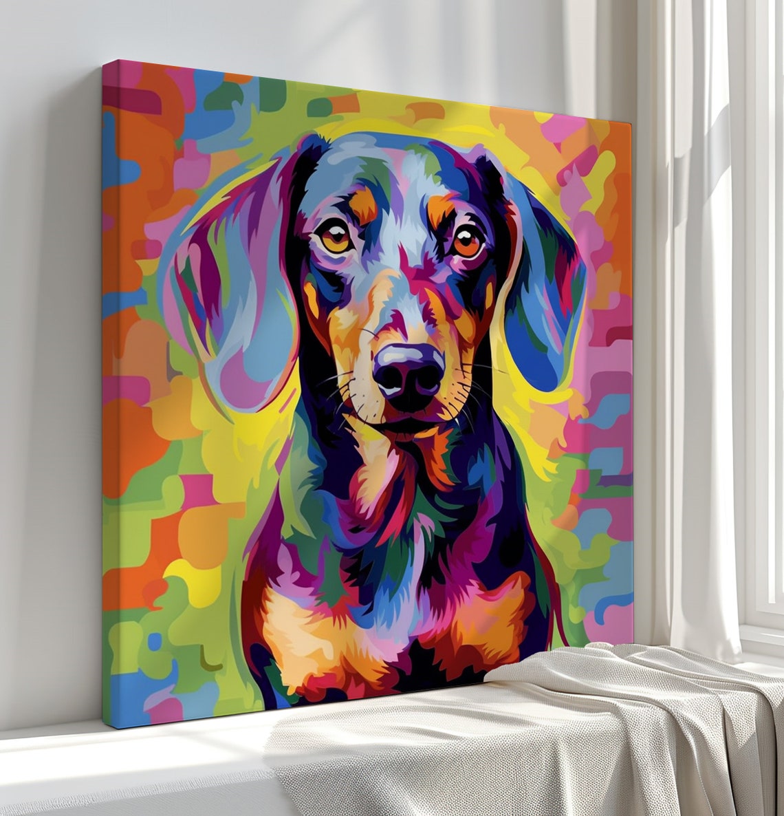 Dachshund Pop Art Colourful Dog Portrait Animal Wall Art Poster