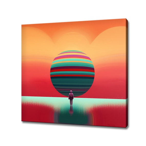 Abstract Illustration Psychedelic Funky Print Bright Colours Fantasy Retro Design Art Print Surreal Abstract Art Groovy Wall Art