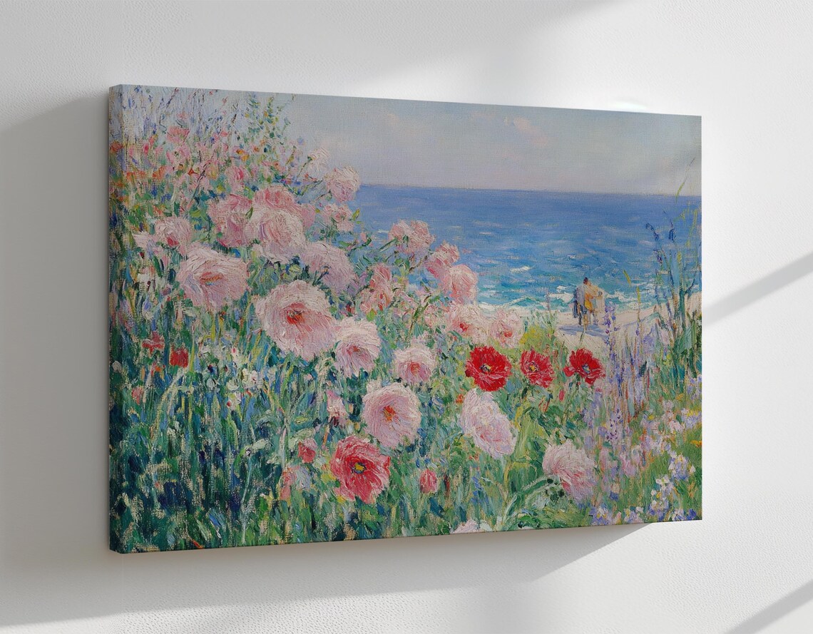 Coastal Poppies Wildflower Field Beach Sea View Impressionist Summer Poster - Image 4