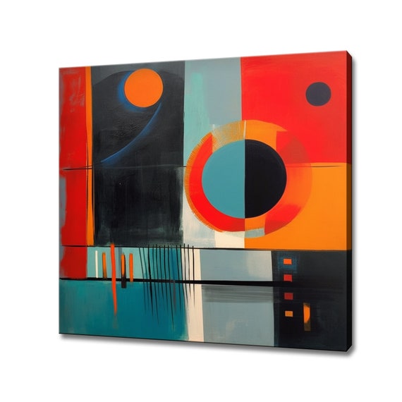Abstract Shapes Circles Lines Painting Style Print Colourful Abstract Design Wall Art Living Room Art Picture Wall Hanging