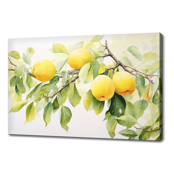 Yellow Plums Tree Fruits Watercolour Painting Print Fruit Lover Gift Kitchen Restaurant Wall Art Print Colourful Fruits Wall Decor