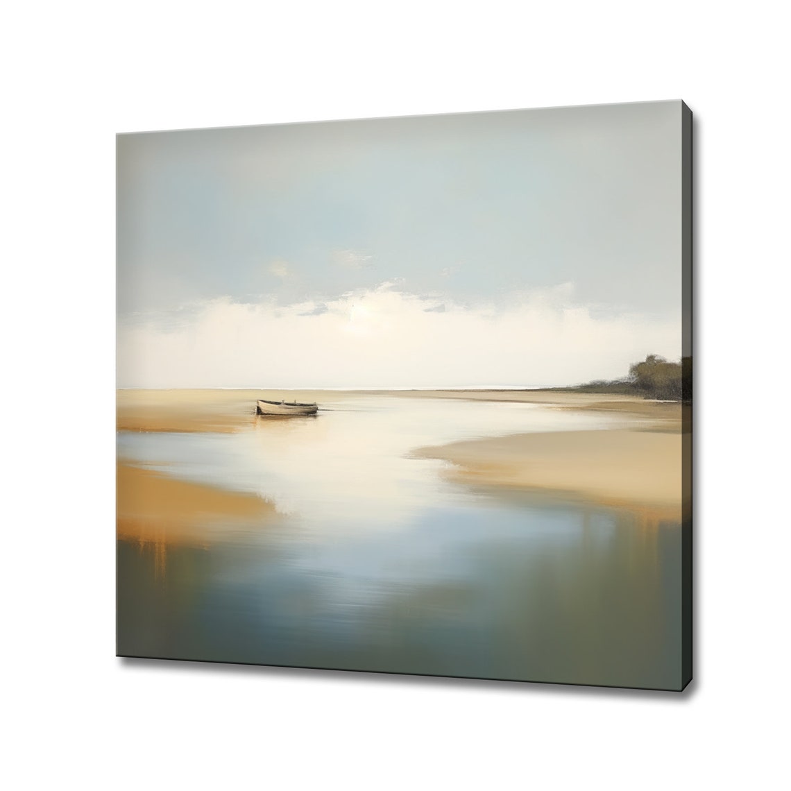 Minimalist Rowboat Calm Water Peaceful Neutral Coastal Art Print