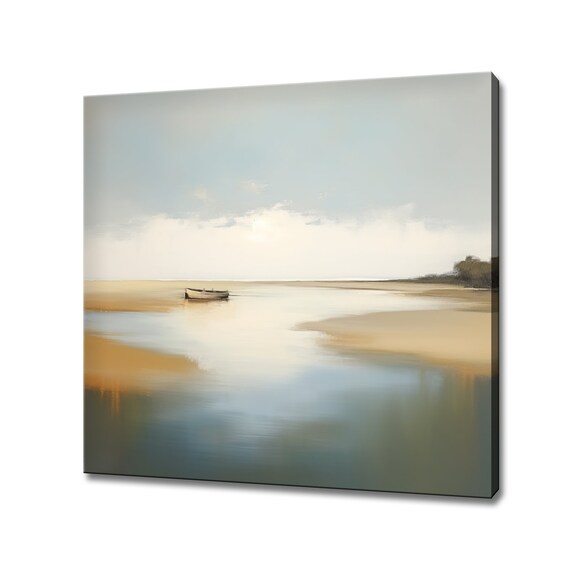 Minimalist Rowboat Calm Water Peaceful Neutral Coastal Art Print