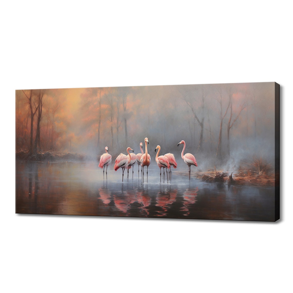 Pink Flamingo Family In The Lake Print I Wild Animals Wall Art Gift For Flamingo Lover Birds Wall Art Wildlife Home Decor