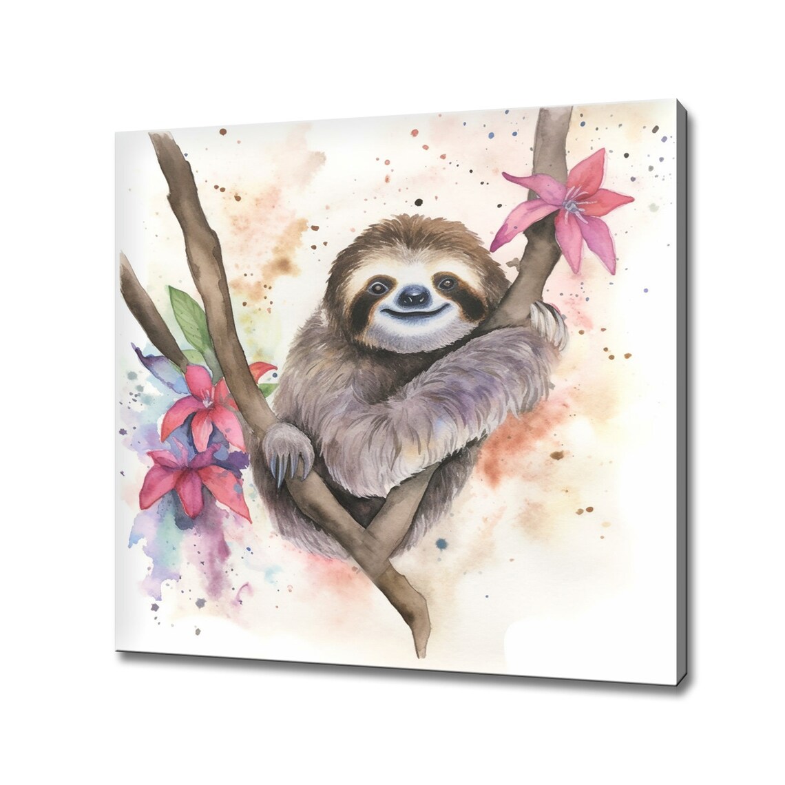 Sleepy Sloth Watercolour Art Print, Animal Decor