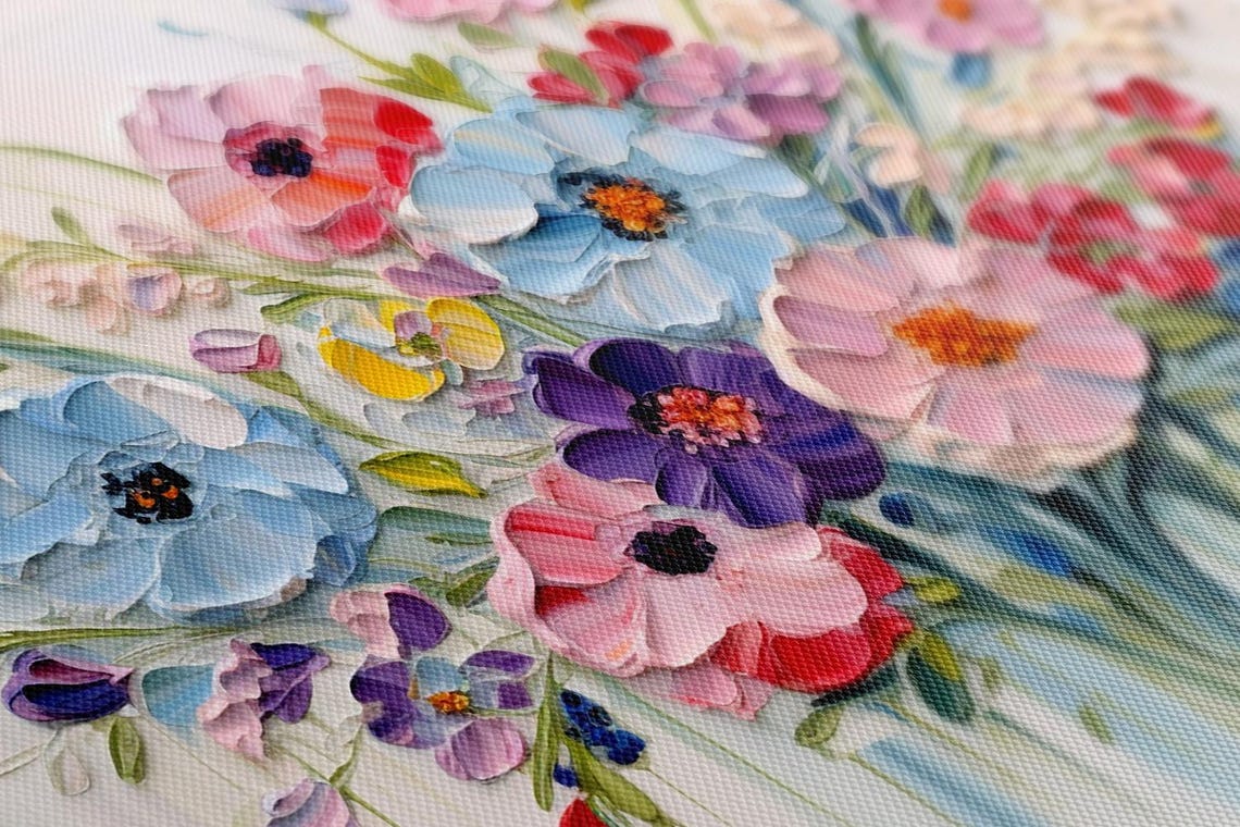 Colourful Flowers Romantic Vintage Painting Print Nature Floral Art Print Living Room Botanical Wall Art Farmhouse Decor Art - Image 2