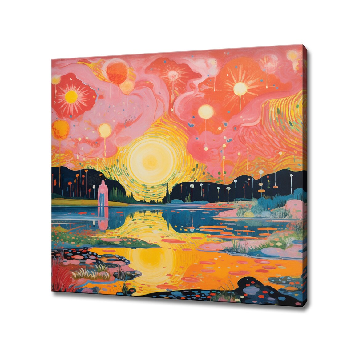Sunset Fantasy Landscape Abstract Painting Style Art Print
