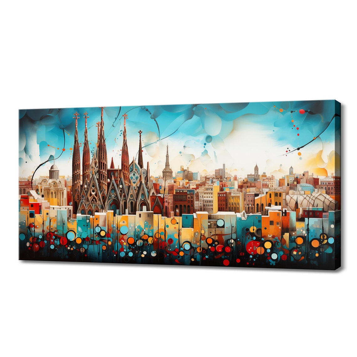 Barcelona Sagrada Familia Abstract Cityscape Colourful Spain Poster