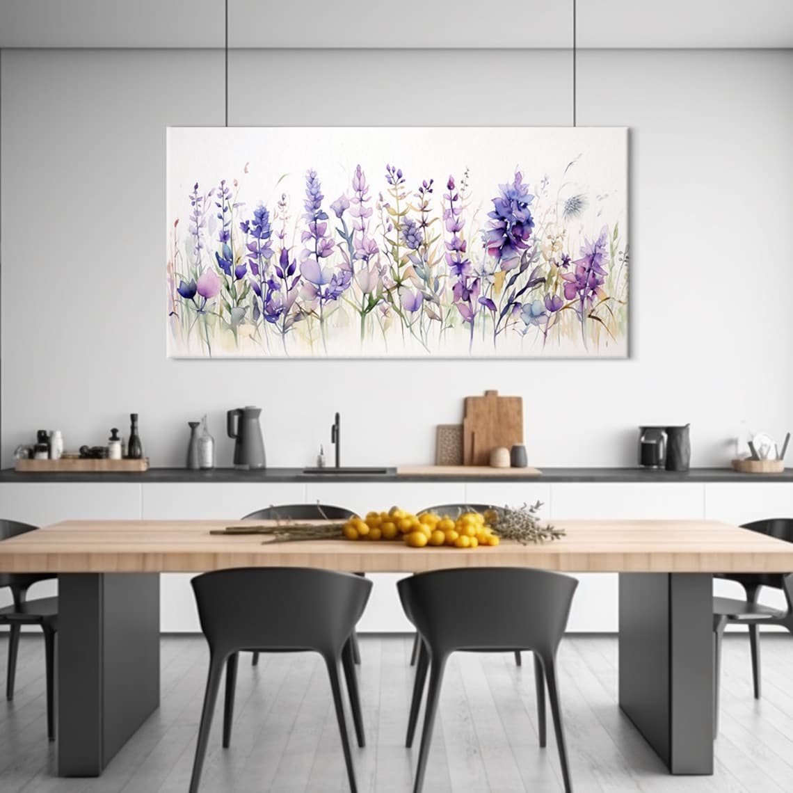 Lavender Spring Wildflowers Meadow Watercolor Art Print - Image 4