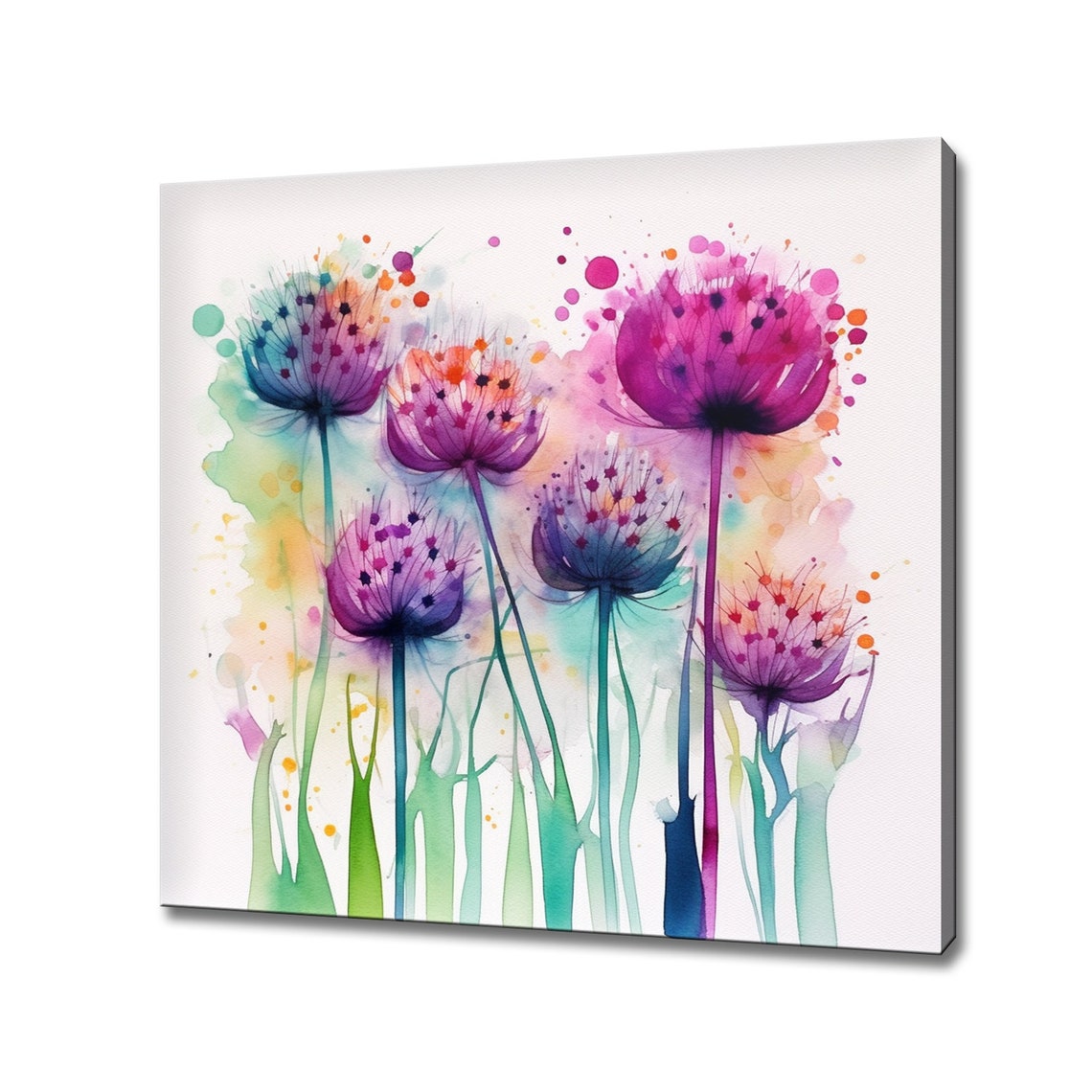 Magenta Dandelion Seed Heads Watercolor White Minimal Floral Poster
