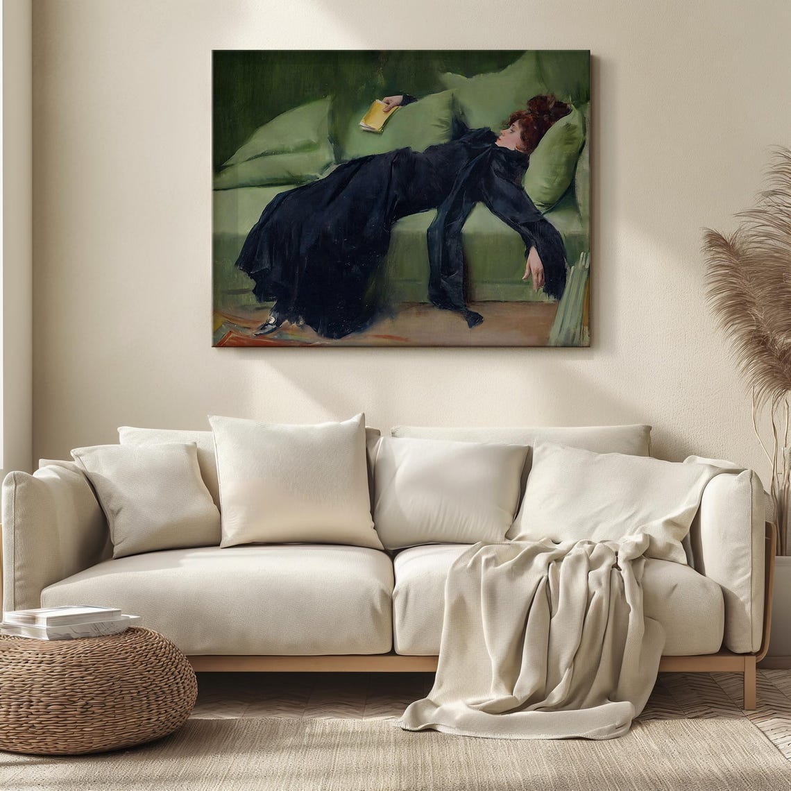 Decadent Woman Green Divan Black Gown Ramon Casas Classic Print - Image 3