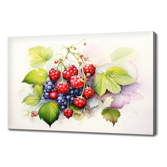 Berry Fruits Watercolour Painting Print Fruits Lover Gift Kitchen Restaurant Wall Art Print Colourful Fruits Wall Decor