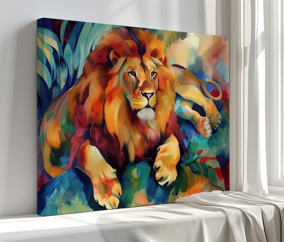 Abstract Lion King Rainbow Mane Majestic Colorful Jungle Cat Art Poster