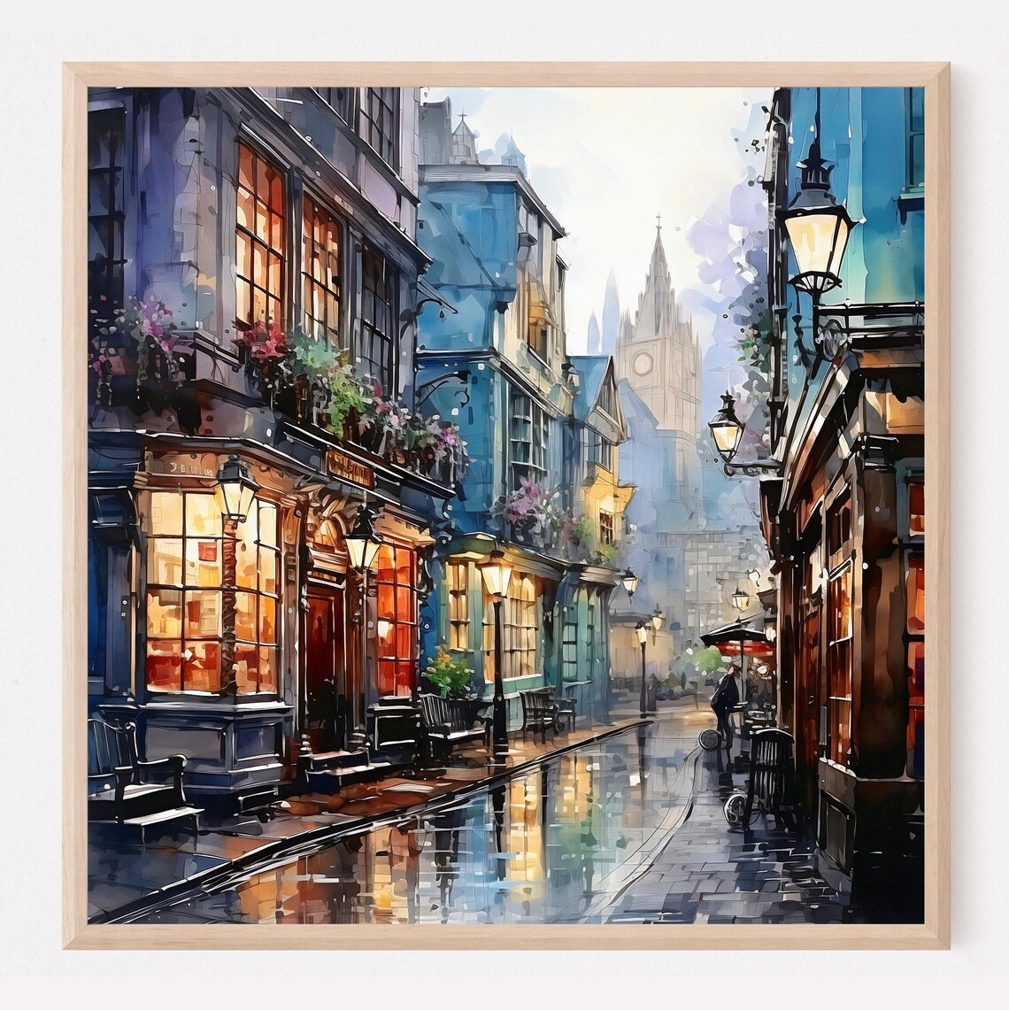 London Street Scene Vintage England Travel Poster
