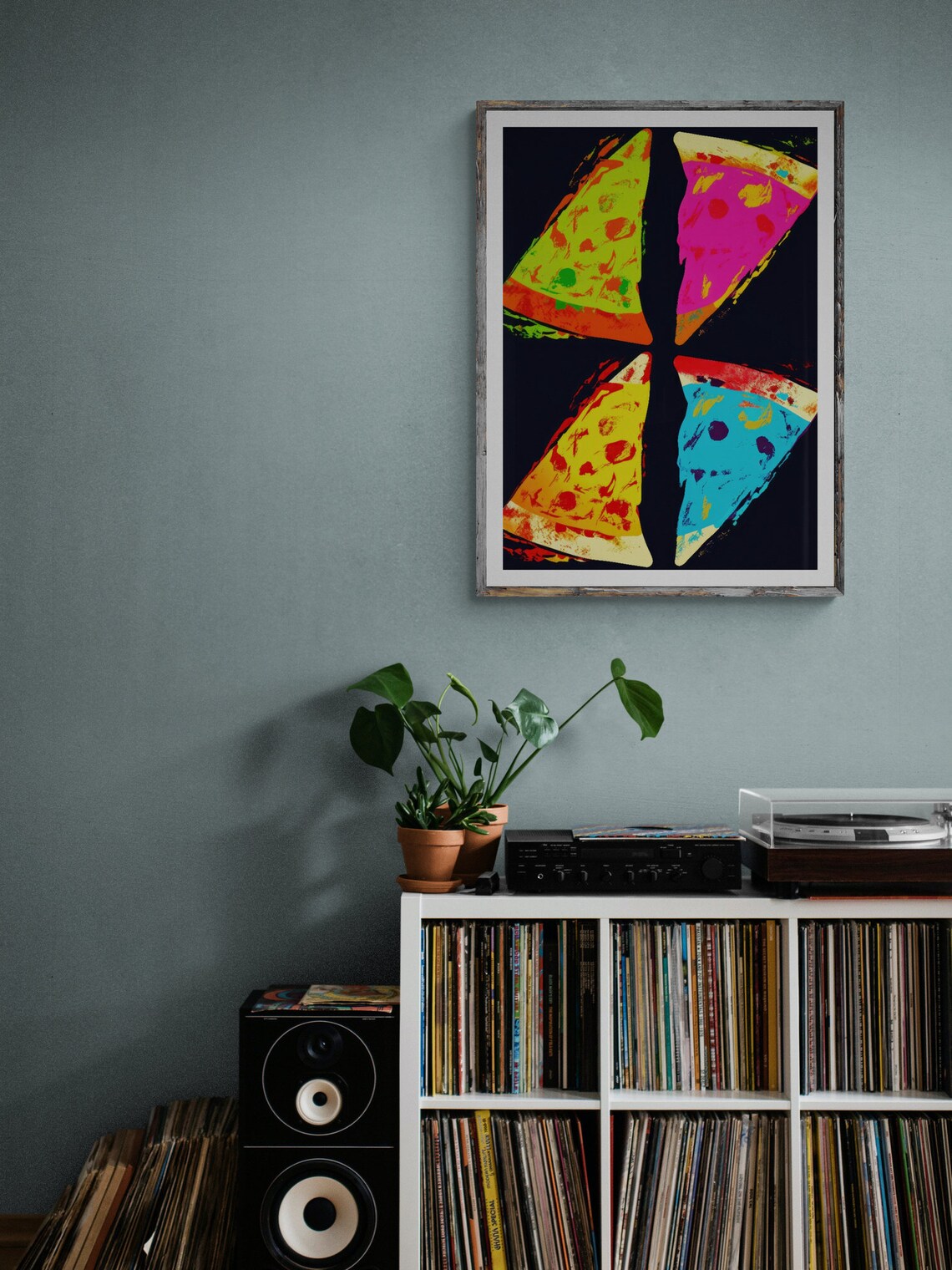 Pop Art Pizza Neon Slices Colorful Retro Kitchen Food Wall Art - Image 2