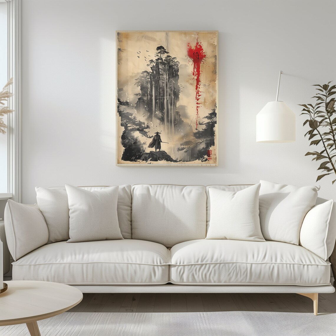 Japanese Vintage Samurai Sumi-E Art Print - Image 3
