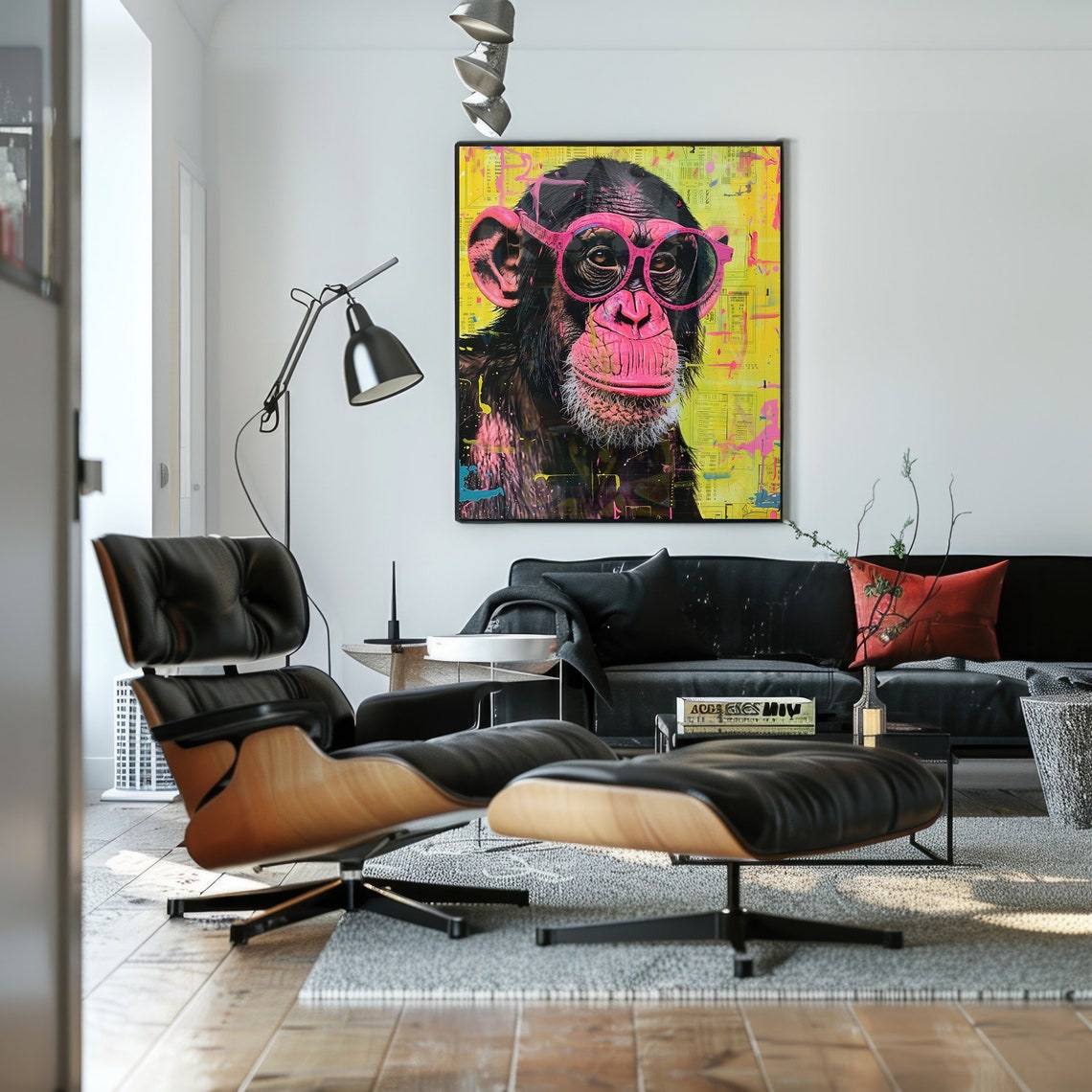 Vibrant Monkey Pop Art Portrait Wall Art Instant Abstract Mixed Media Artwork Bold Pop Art Painting - Image 3