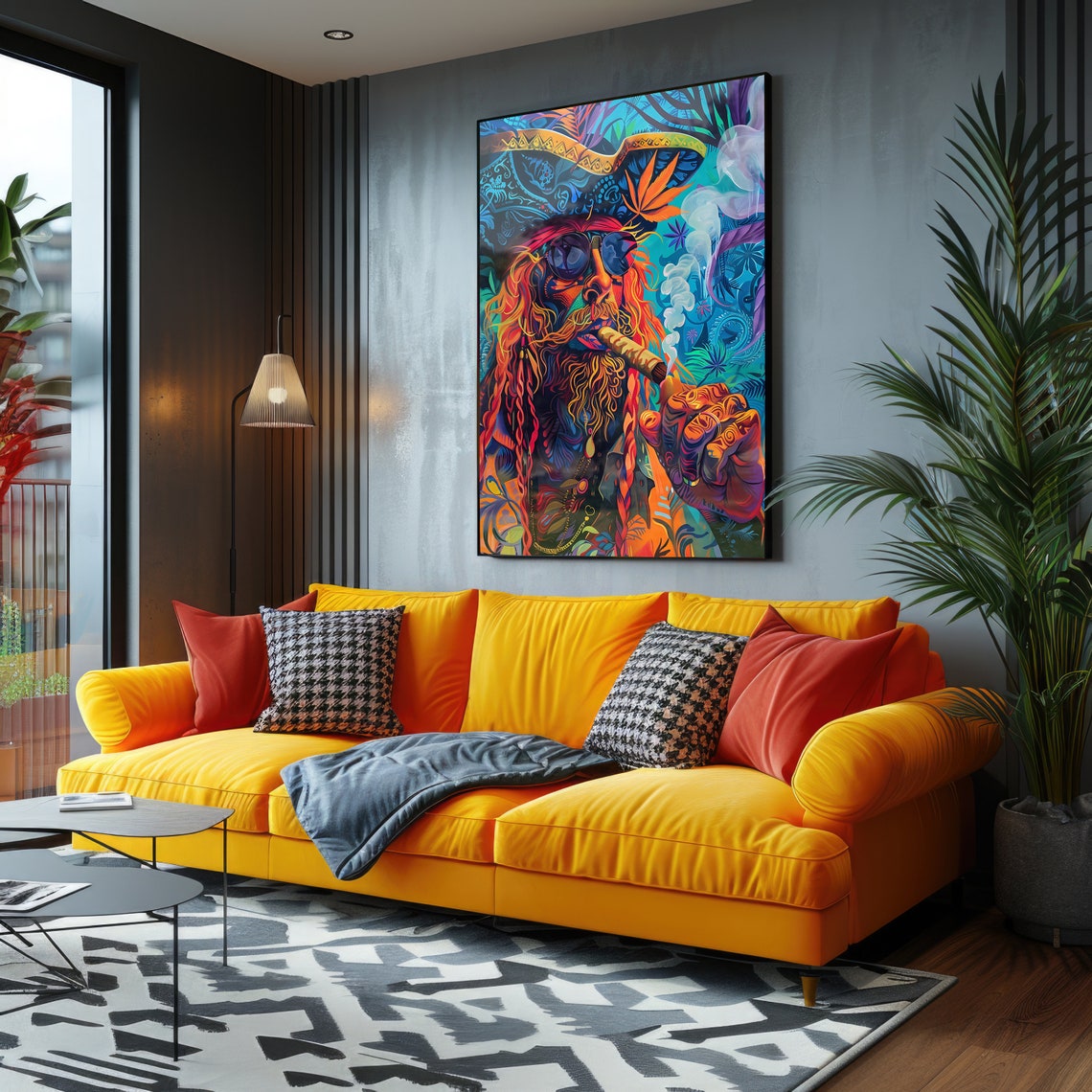 Colorful Caribbean Pirate Portrait Cigar Psychedelic Pop Art Print - Image 4