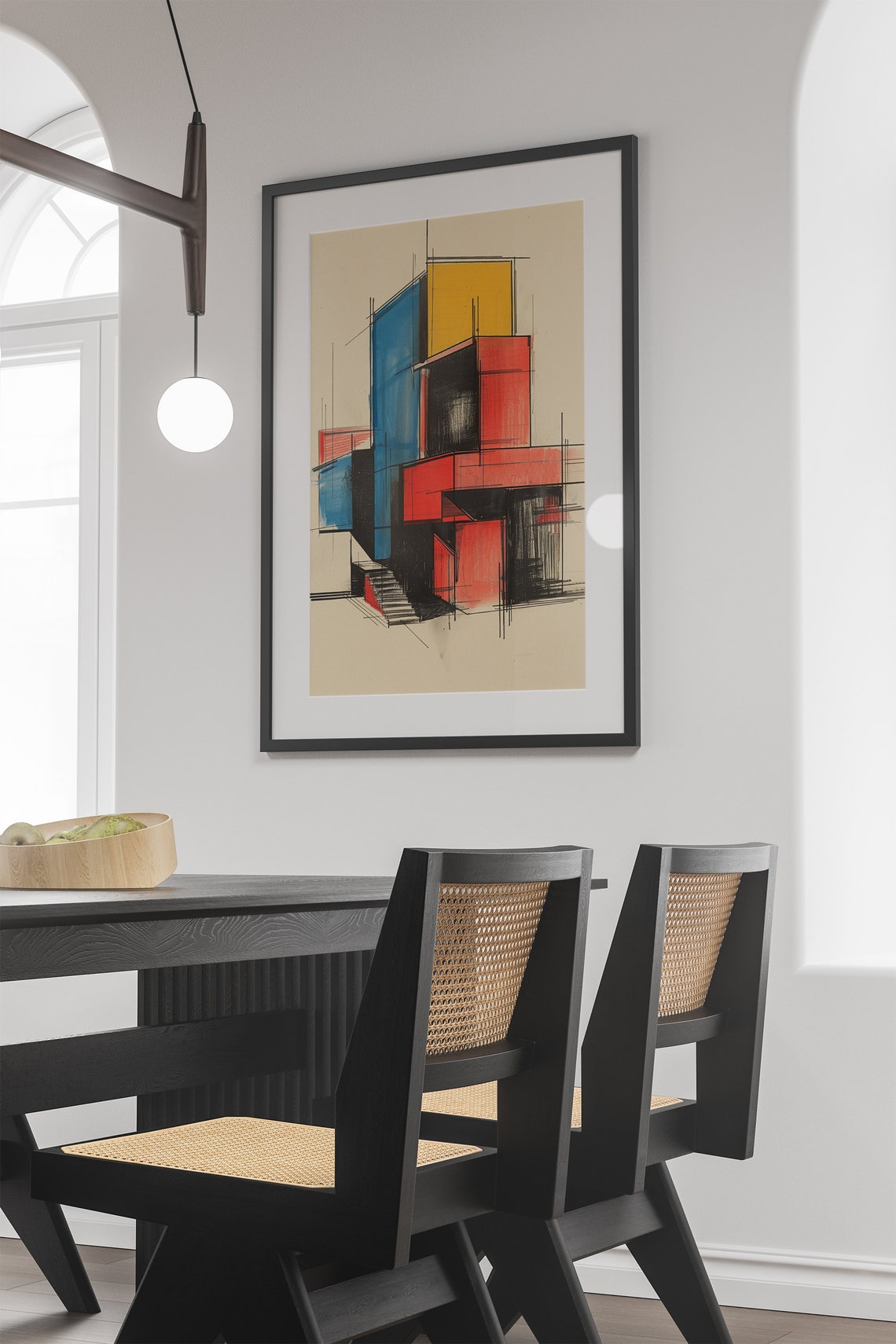 Bauhaus Geometric Architecture Sketch Primary Color Art Poster - Image 3