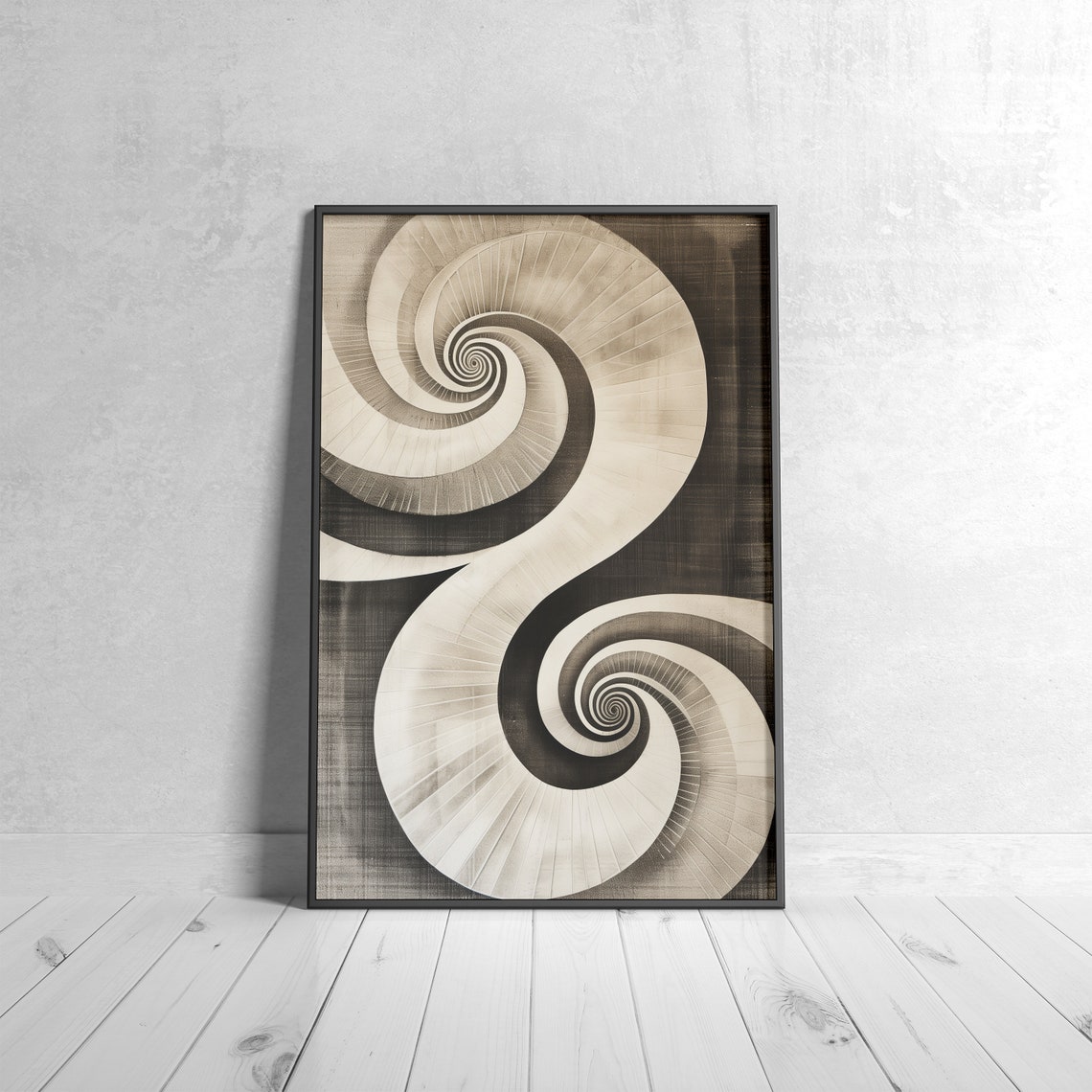 Monochrome Spiral Staircase Abstract Art Geometric Wall Poster - Image 4