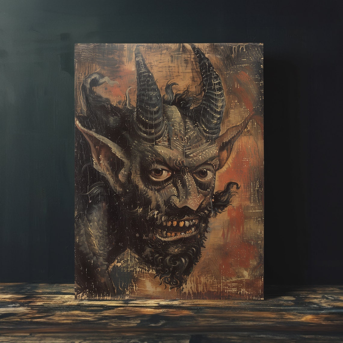 Horned Devil Portrait Vintage Style Gothic Horror Art Poster - Image 4