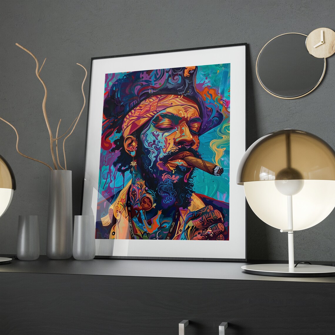 Colorful Smoking Pirate Pop Art Poster, Vibrant Eclectic Decor - Image 2