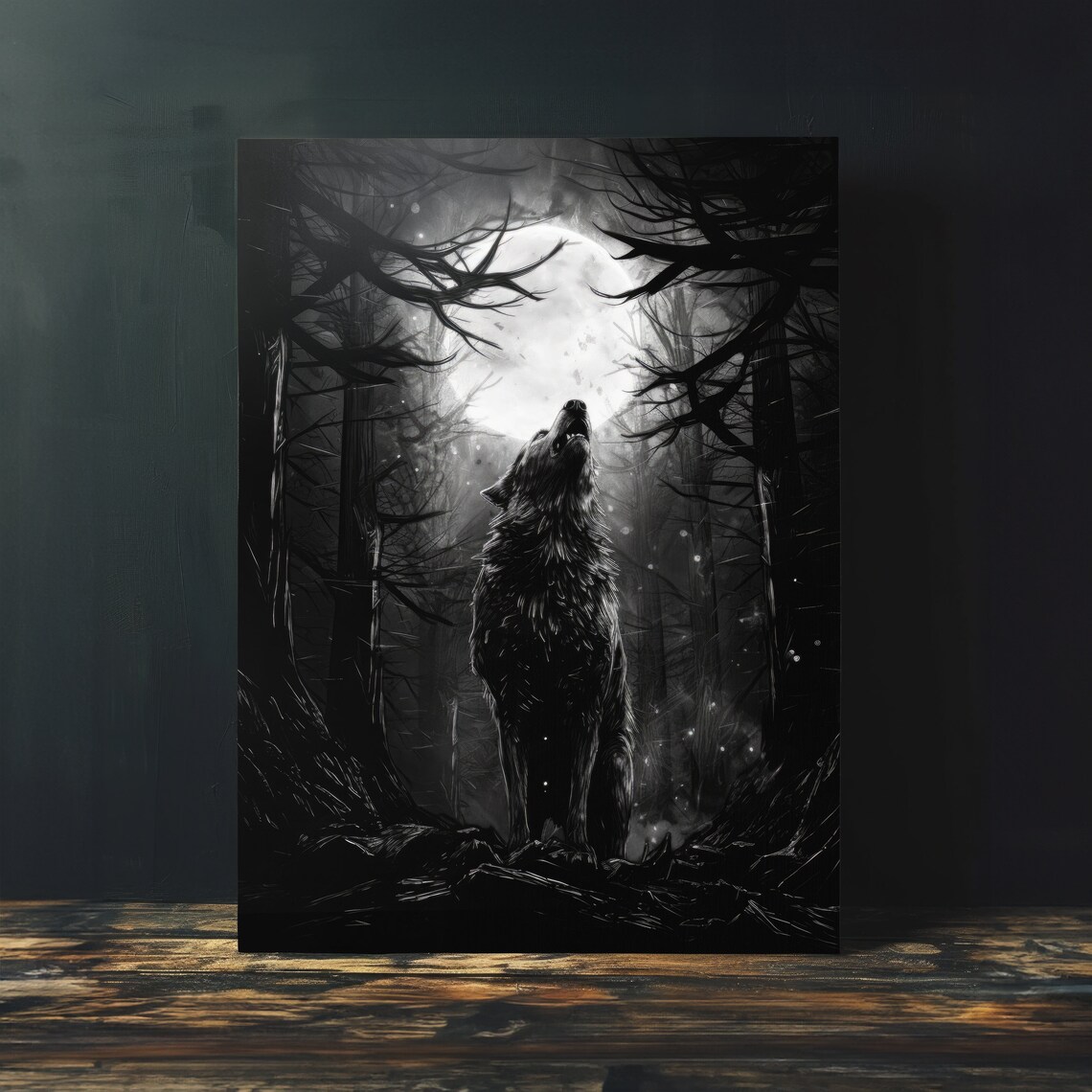 Etching Style Wolf Print, Dark Fantasy Gothic Art - Image 3
