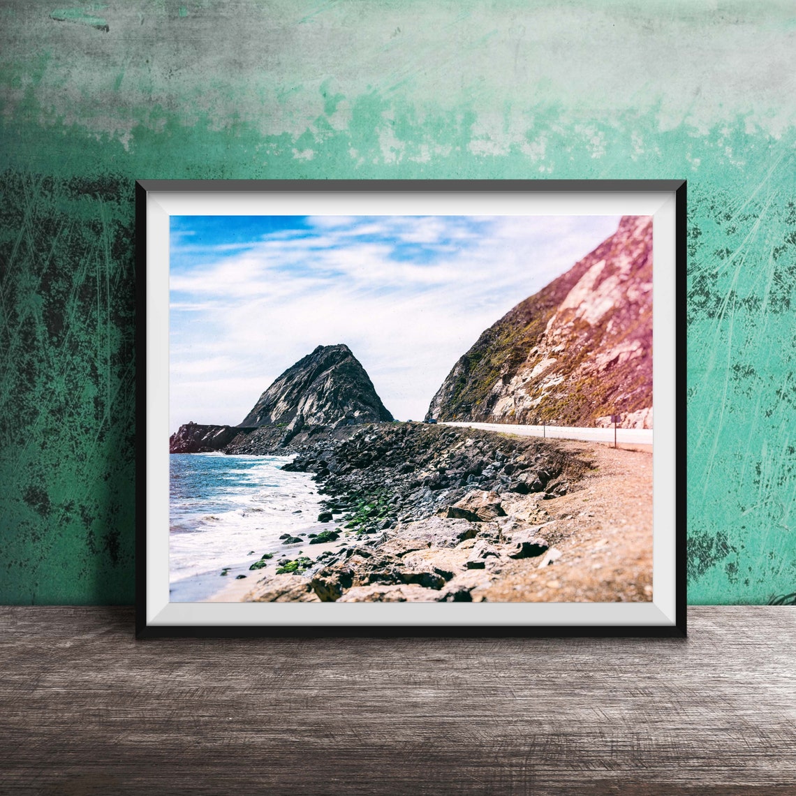 Pacific Coast Highway Rocky Coastline Dramatic Sea Rock Poster