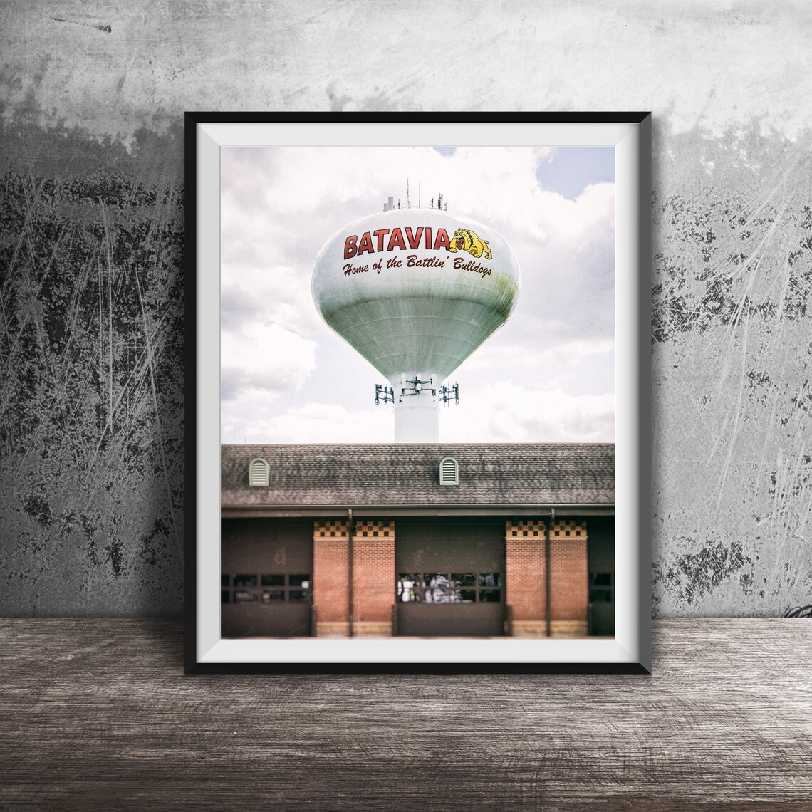 Batavia Illinois Water Tower Battlin Bulldogs Logo Photo Poster