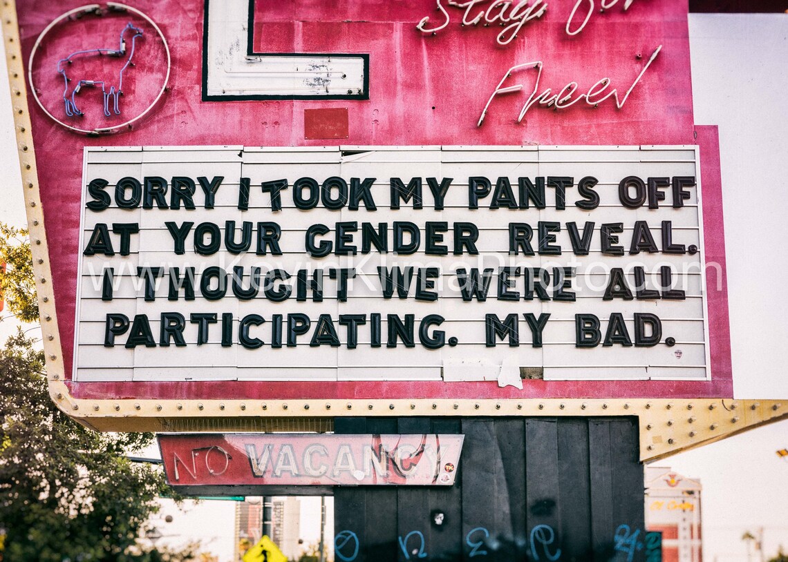 Funny Gender Reveal Sorry Pants Off Marquee Sign Humor Poster - Image 2