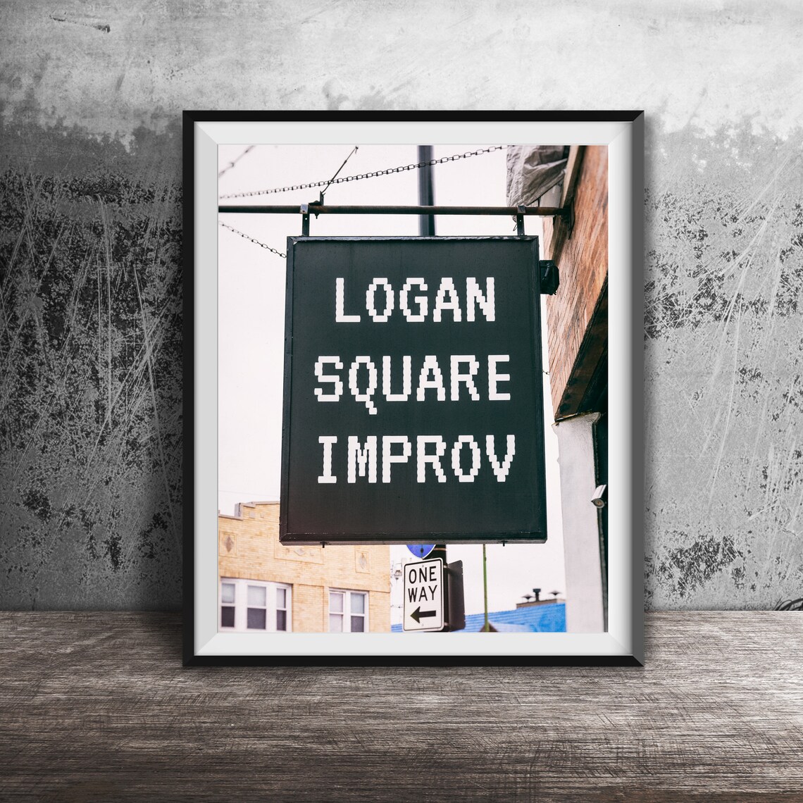 Logan Square Improv Chicago Comedy Theater Sign Photography Poster