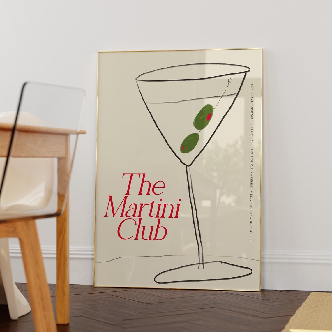 The Martini Club Hand Drawn Cocktail Illustration Art Poster