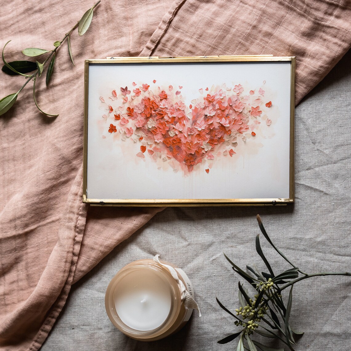 Pink Floral Heart Flower Petal Valentine Day Romantic Blush Art Poster - Image 7