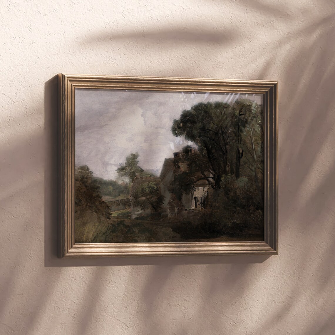 Cottage in the Trees Vintage Summer Landscape Painting Cottagecore Print - Image 4