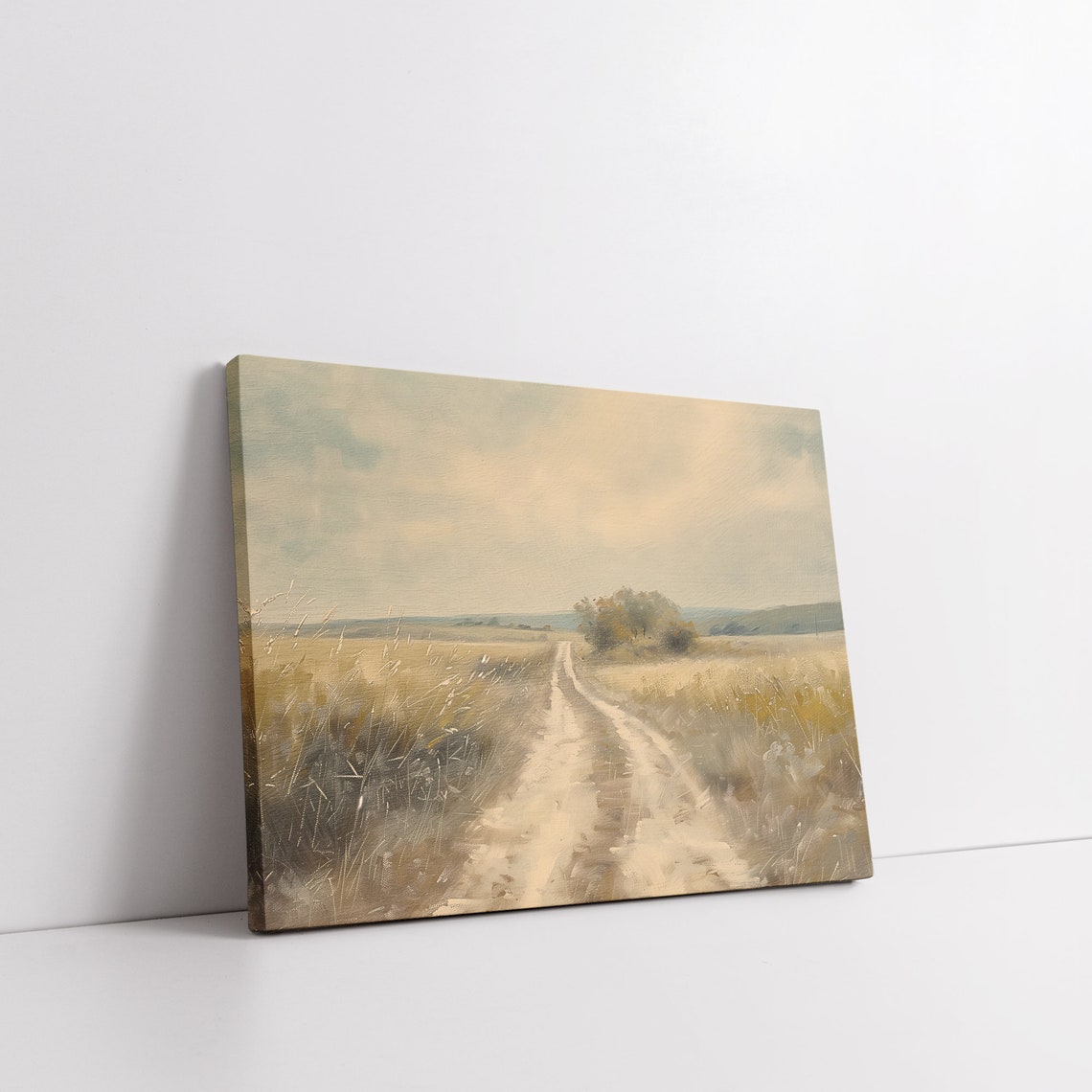 Winding Country Road Through Golden Fields Vintage Painting Poster - Image 6
