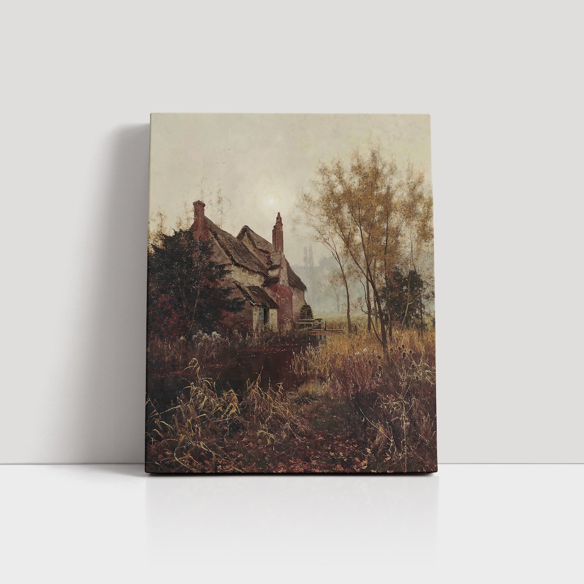 Autumn Cottage Among Fall Reeds Moody Vintage Landscape Poster - Image 5