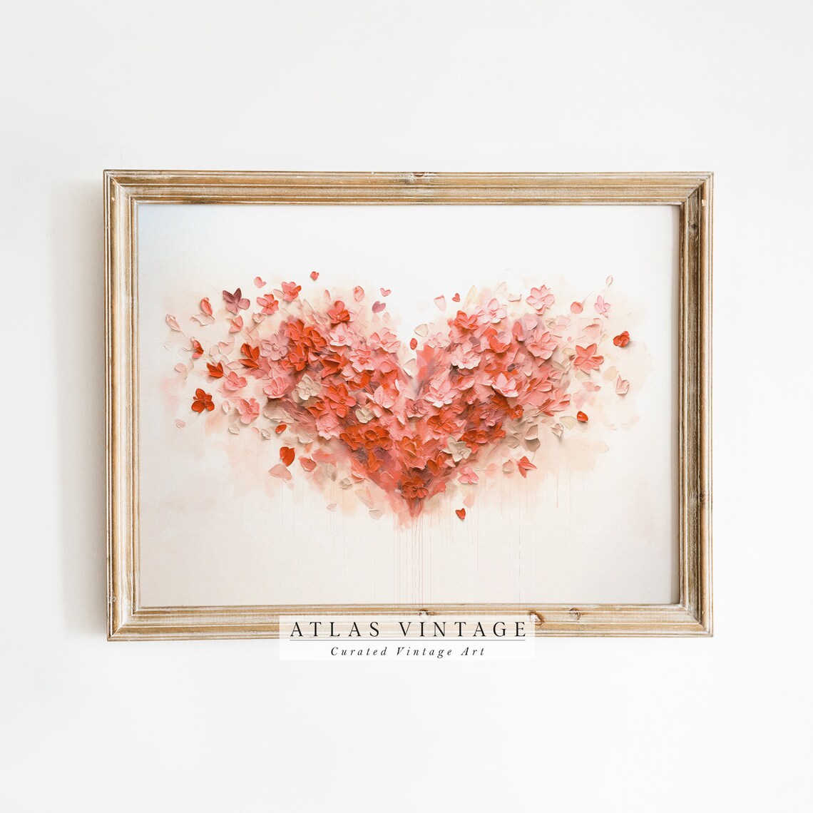 Pink Floral Heart Flower Petal Valentine Day Romantic Blush Art Poster