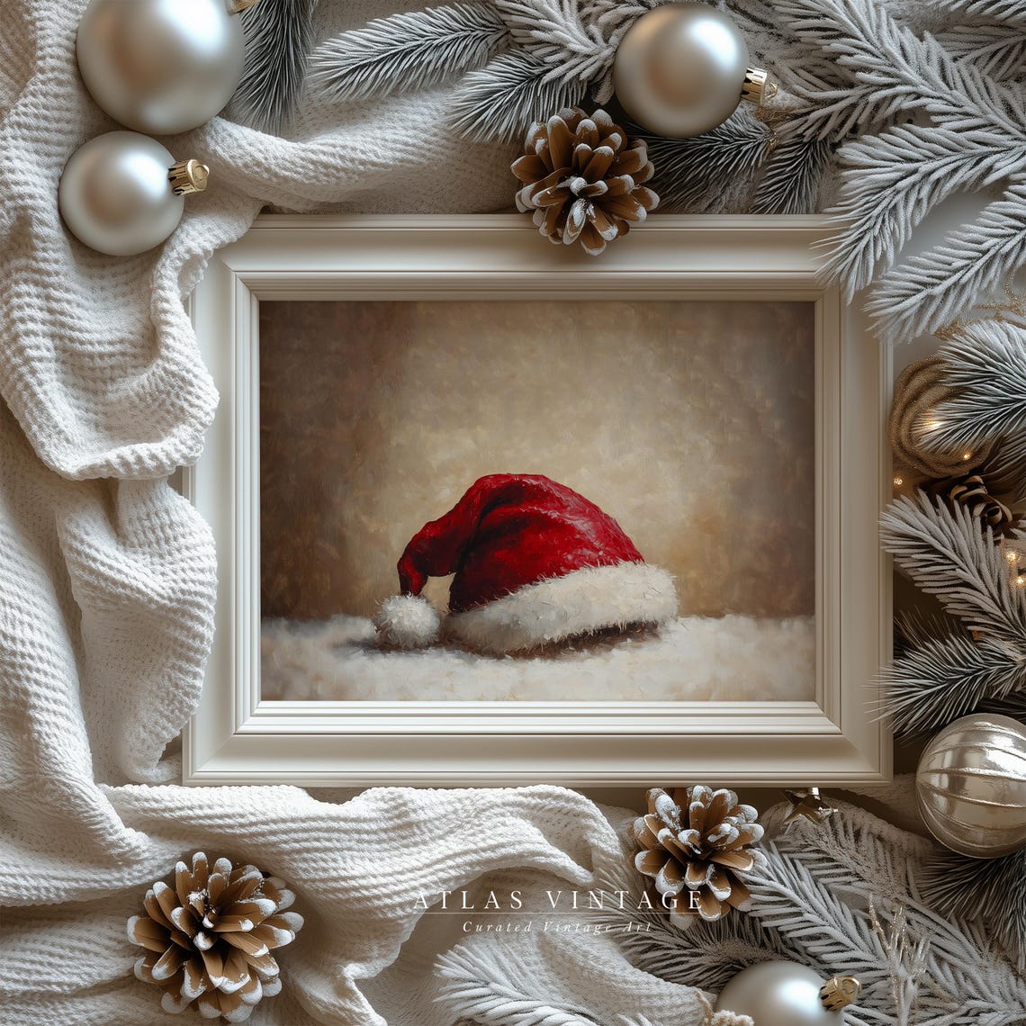 Santa Hat Resting on Snow Vintage Christmas Still Life Poster - Image 6