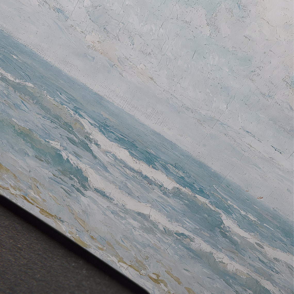 Blue Ocean Waves Under Cloudy Sky Gentle Coastal Seascape Wall Poster - Image 4