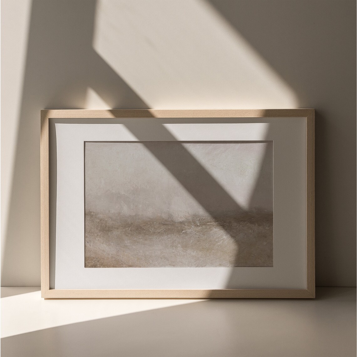 Soft Neutral Beige Abstract Seascape Textured Misty Ocean Painting Poster - Image 6