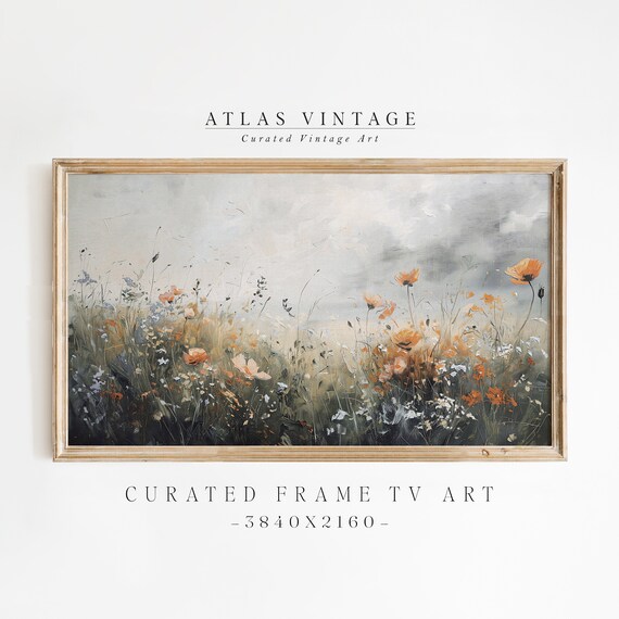 Wildflower Meadow Orange Poppies Frame TV Art Spring Field Poster