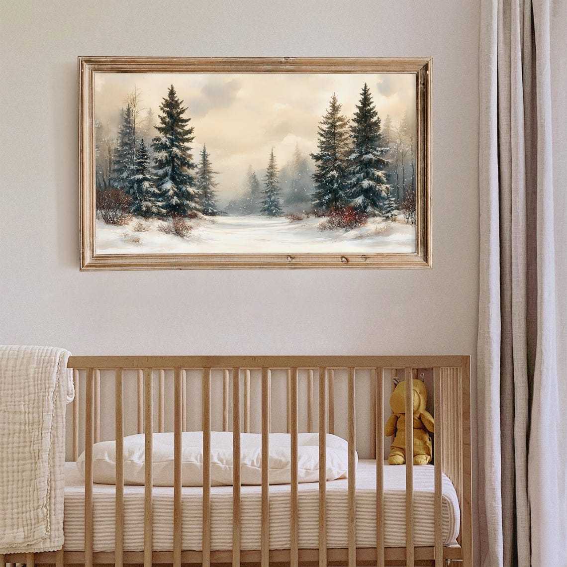 Snowy Winter Pine Forest Vintage Landscape Peaceful Snow Art Poster - Image 5