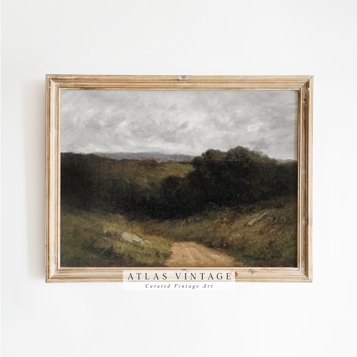 Dark Country Road Moody Vintage Landscape Oil Painting Poster