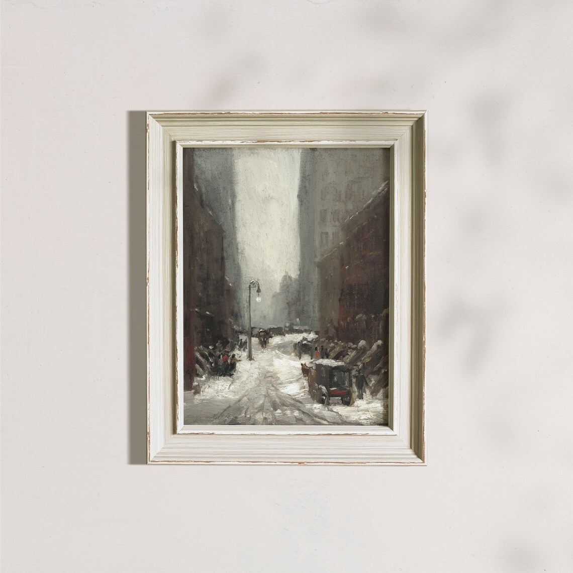 Snowy City Street Lamppost Winter Vintage Impressionist Poster - Image 7