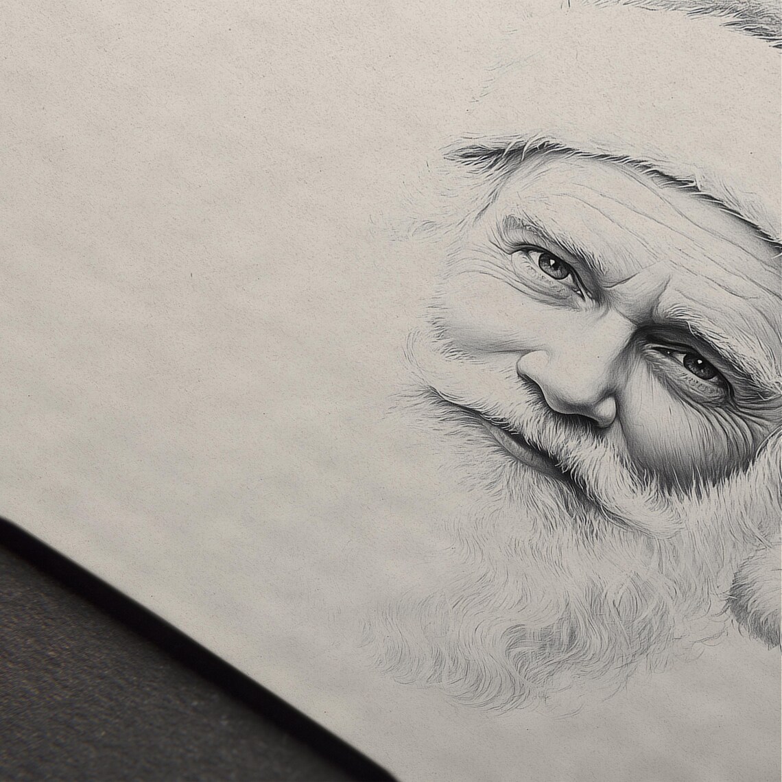Santa Claus Pencil Sketch Sepia Portrait Vintage Christmas Poster - Image 7