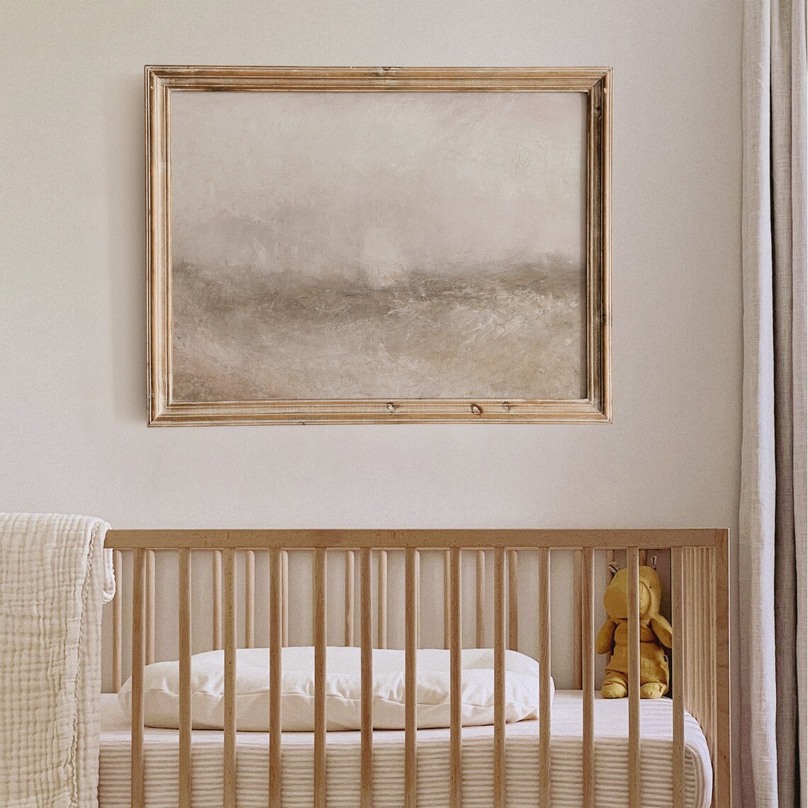 Soft Neutral Beige Abstract Seascape Textured Misty Ocean Painting Poster - Image 4