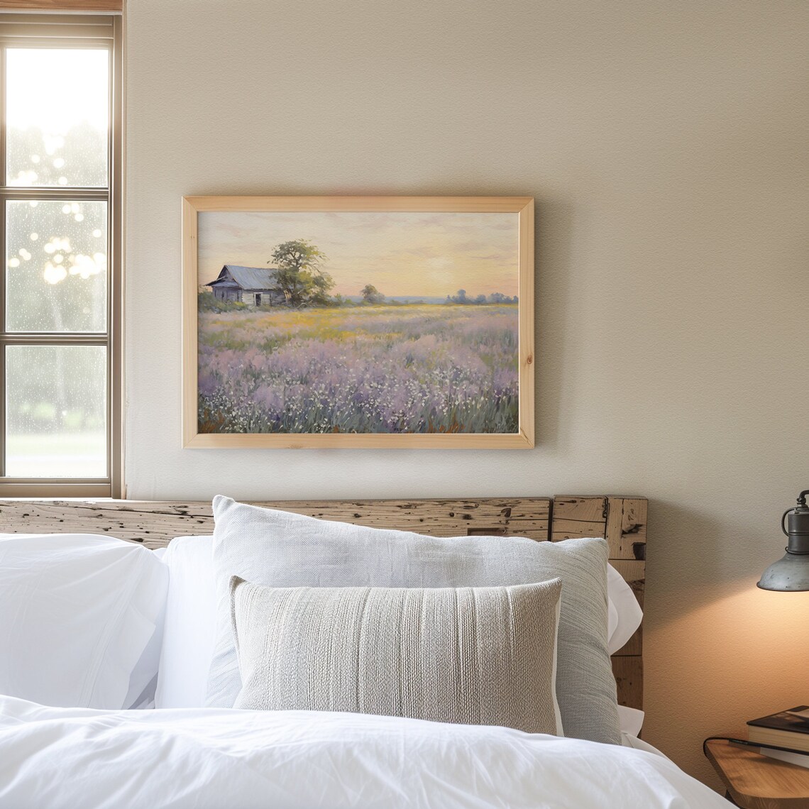 Wildflower Meadow With Rustic Barn Sunset Vintage Floral Field Art Poster - Image 7