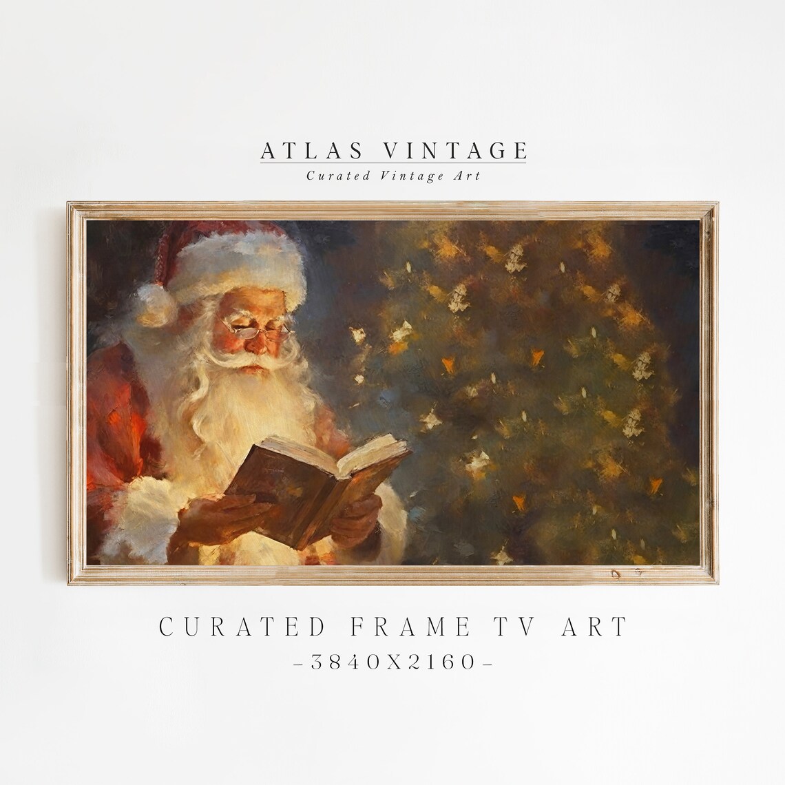 Santa Claus Reading Book Poster Vintage Christmas Eve Painting - Image 7