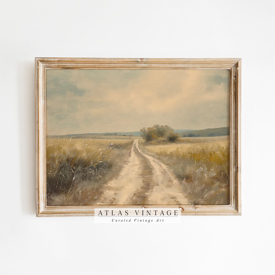 Winding Country Road Through Golden Fields Vintage Painting Poster