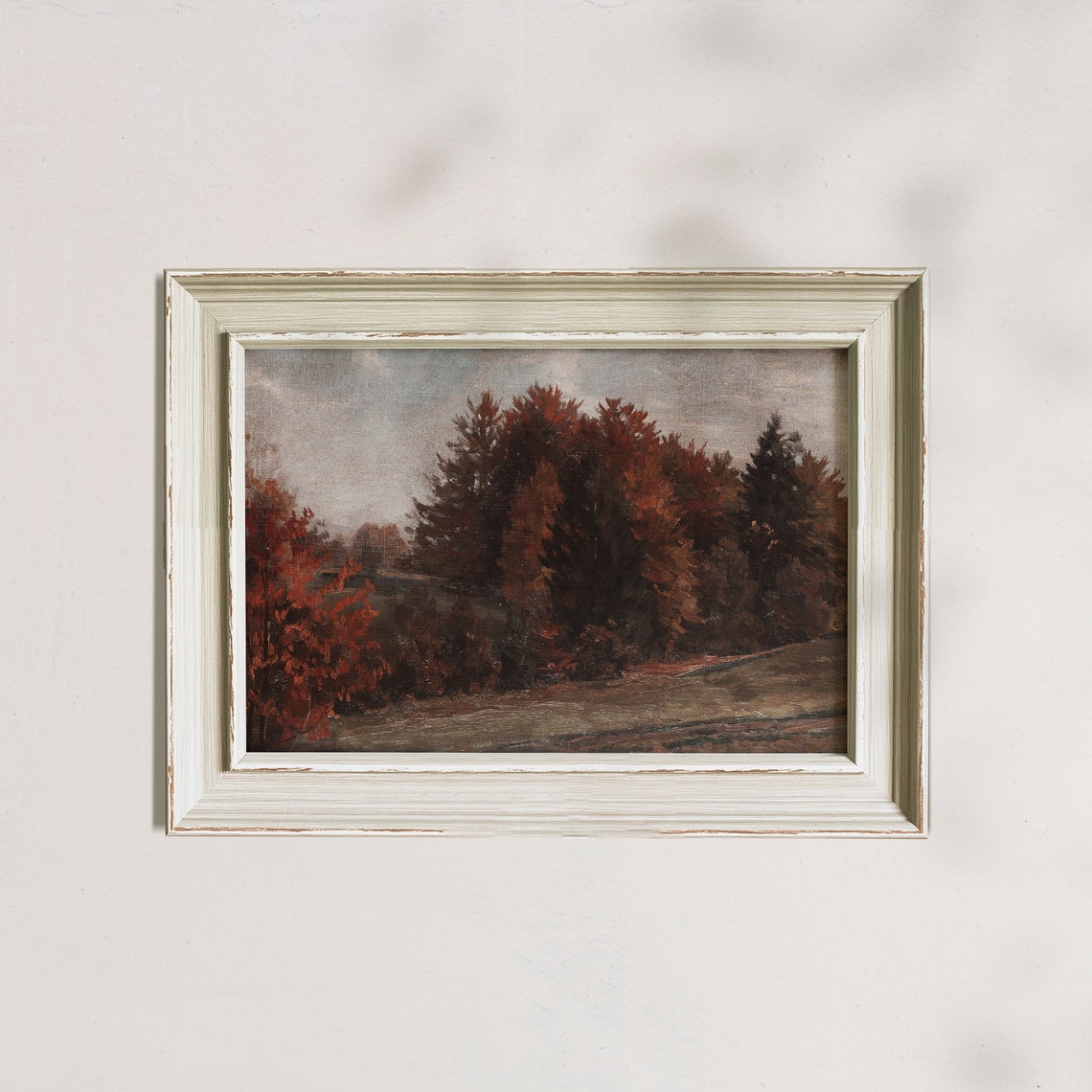 Moody Autumn Trees Painting Dark Red Foliage Fall Forest Poster - Image 6